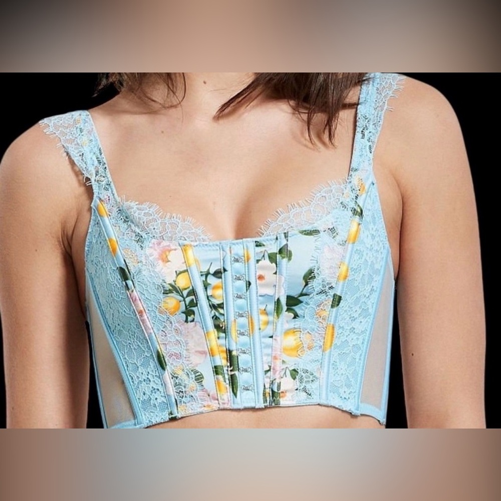 Victoria's Secret Blue Floral Lace Crop Top